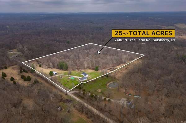 25.5 Acres of Land with Home for Sale in Solsberry, Indiana