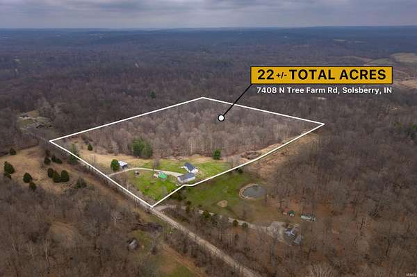 22.2 Acres of Land with Home for Sale in Solsberry, Indiana
