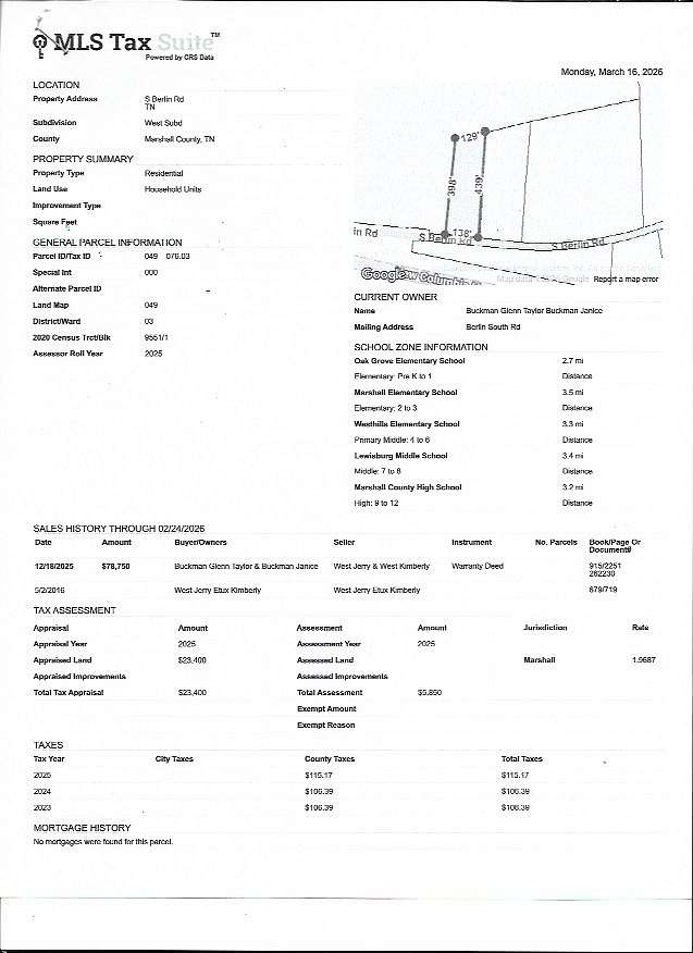 1 Acre of Residential Land for Sale in Lewisburg, Tennessee