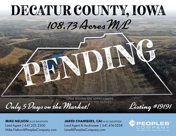 109 Acres of Land for Sale in Garden Grove, Iowa