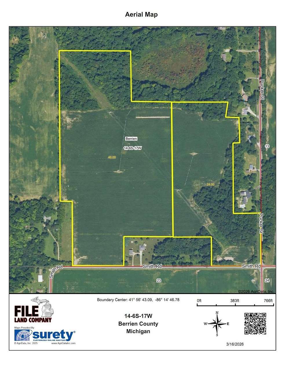 46 Acres of Recreational & Residential Land for Sale in Berrien Center, Michigan