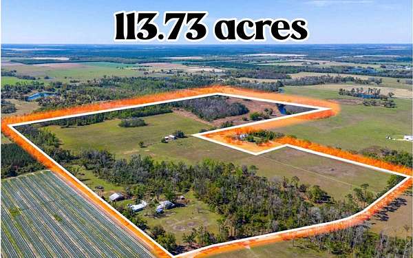 114 Acres of Agricultural Land with Home for Sale in Jennings, Florida