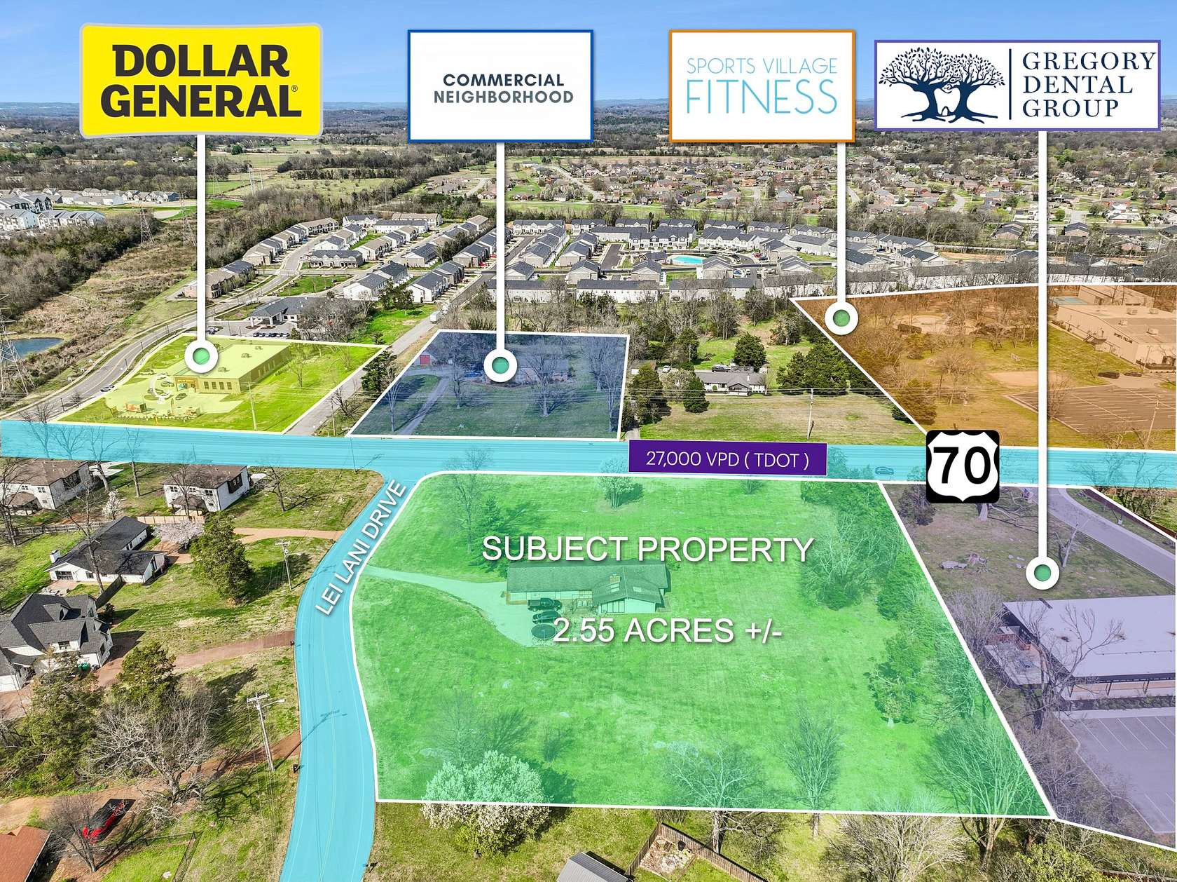 2.55 Acres of Improved Mixed-Use Land for Lease in Lebanon, Tennessee