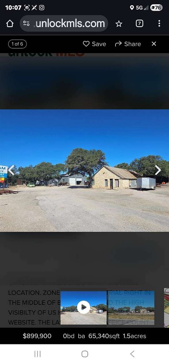 1.5 Acres of Improved Commercial Land for Sale in Bertram, Texas