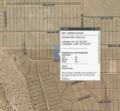 0.5 Acres of Residential Land for Sale in Rio Rancho, New Mexico