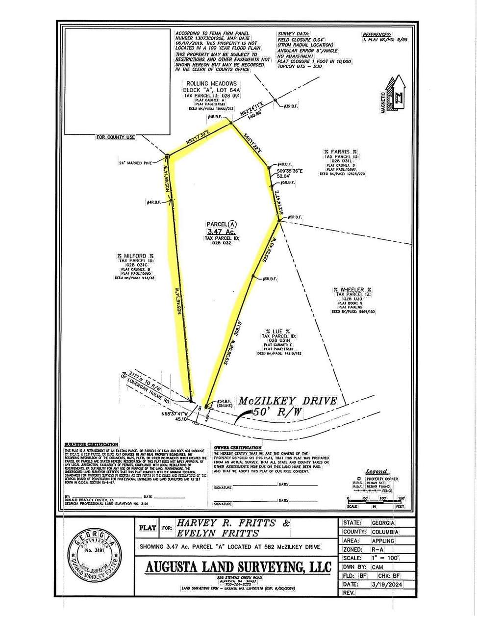 3.47 Acres of Residential Land for Sale in Appling, Georgia