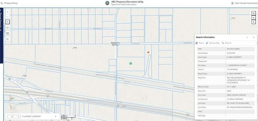 20.4 Acres of Land for Sale in Newberry Springs, California