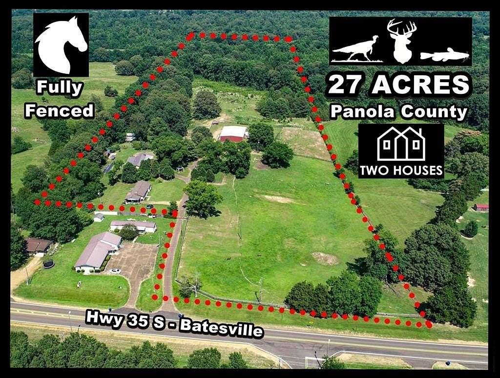 27 Acres of Land with Home for Sale in Batesville, Mississippi