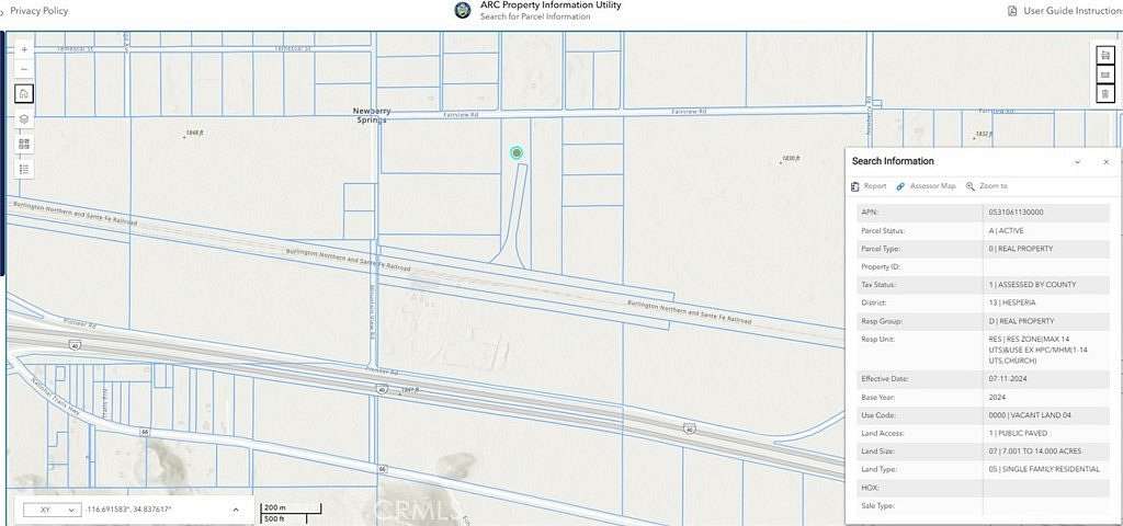8.12 Acres of Land for Sale in Newberry Springs, California
