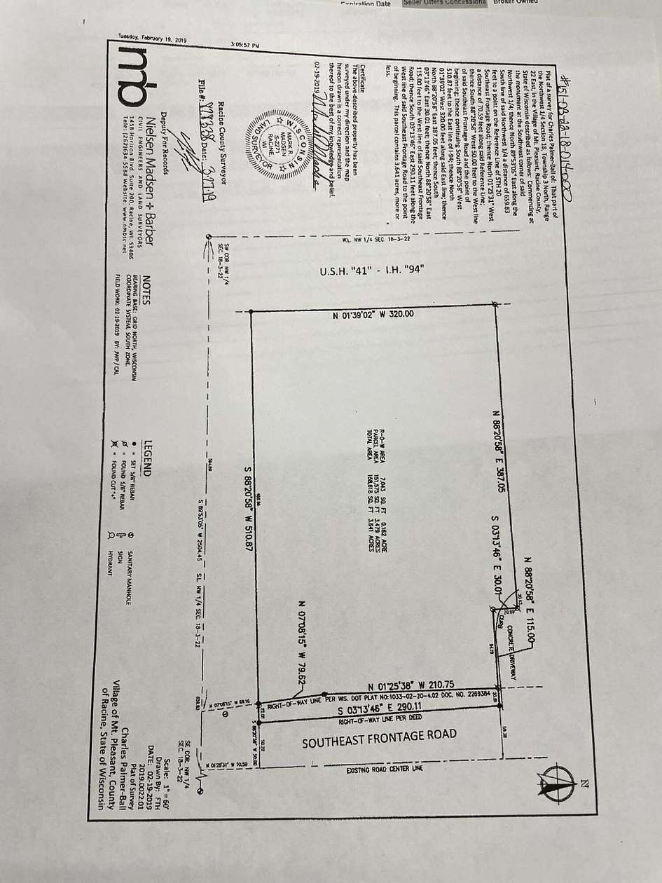 3.5 Acres of Commercial Land for Sale in Mount Pleasant, Wisconsin