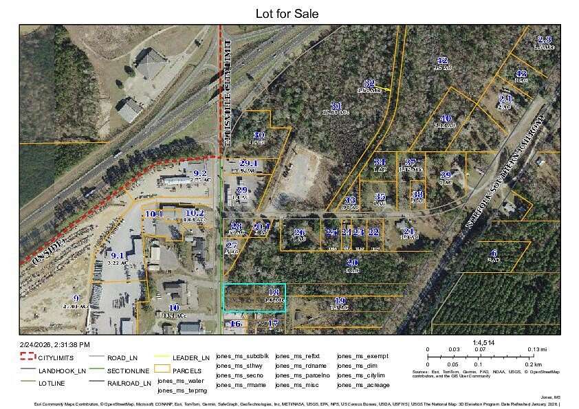1.6 Acres of Commercial Land for Sale in Ellisville, Mississippi