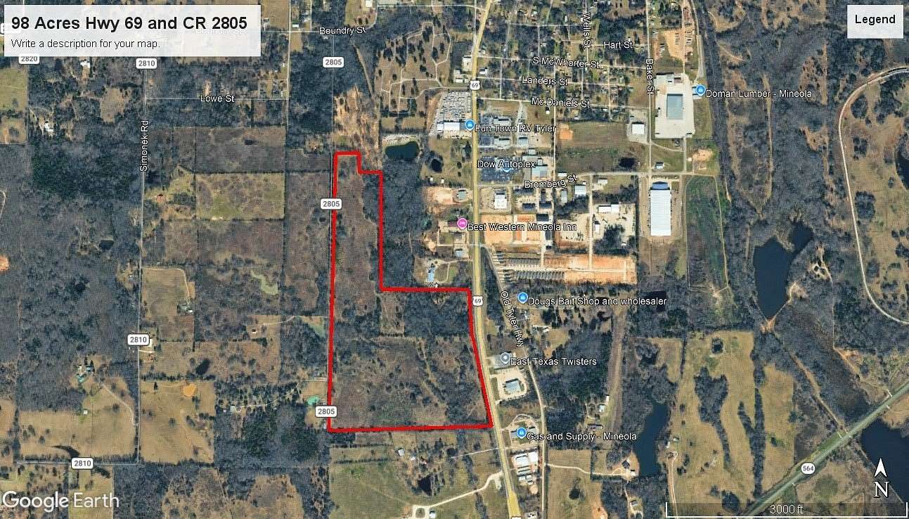 98.3 Acres of Mixed-Use Land for Sale in Mineola, Texas