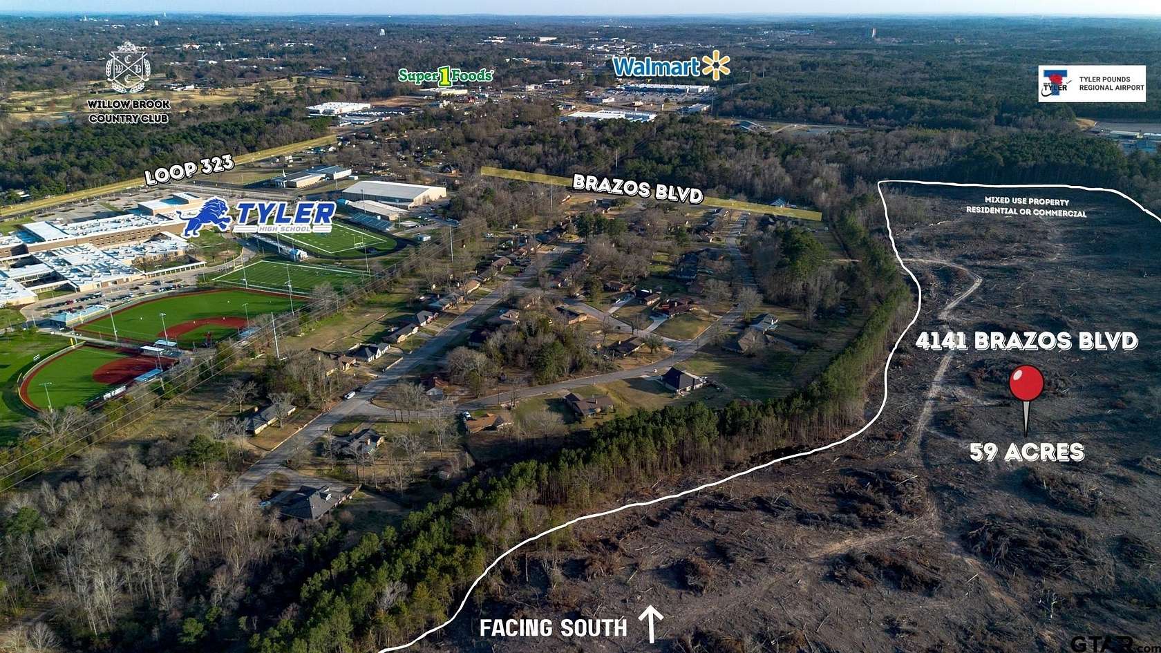 59 Acres of Mixed-Use Land for Sale in Tyler, Texas