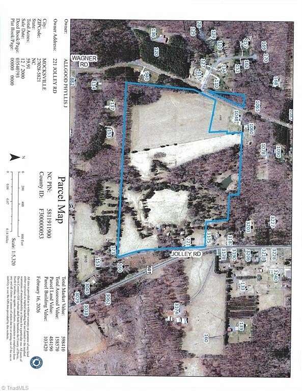 61.4 Acres of Agricultural Land with Home for Sale in Mocksville, North Carolina