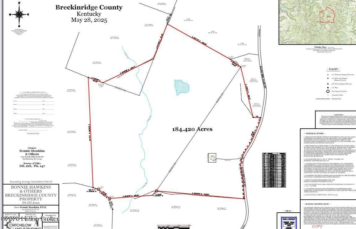 184 Acres of Agricultural Land for Sale in Hardinsburg, Kentucky