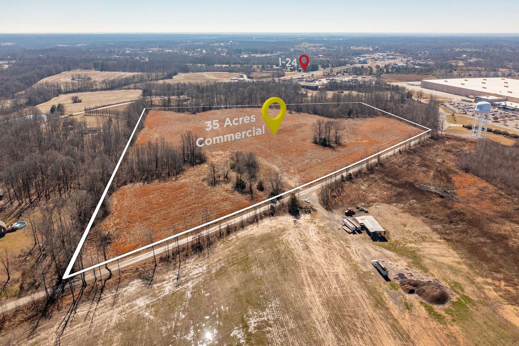 33.4 Acres of Commercial Land for Sale in Pleasant View, Tennessee