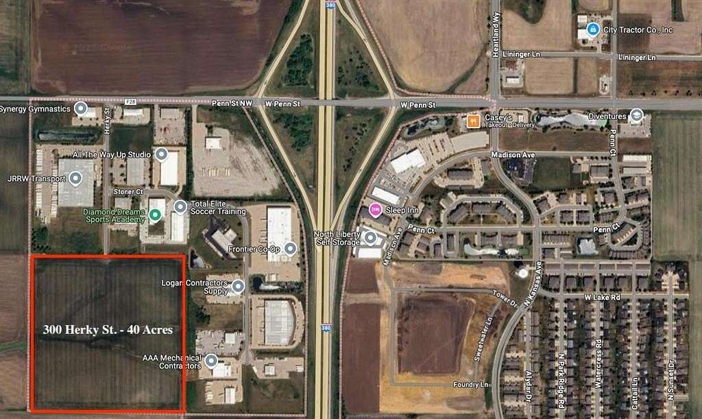 40 Acres of Commercial Land for Sale in North Liberty, Iowa