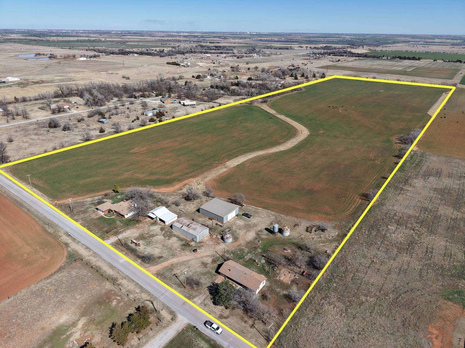 52 Acres of Agricultural Land with Home for Auction in Enid, Oklahoma