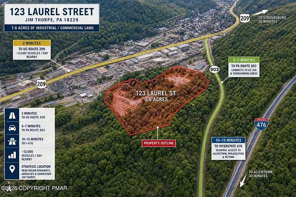 7.6 Acres of Improved Mixed-Use Land for Sale in Jim Thorpe, Pennsylvania