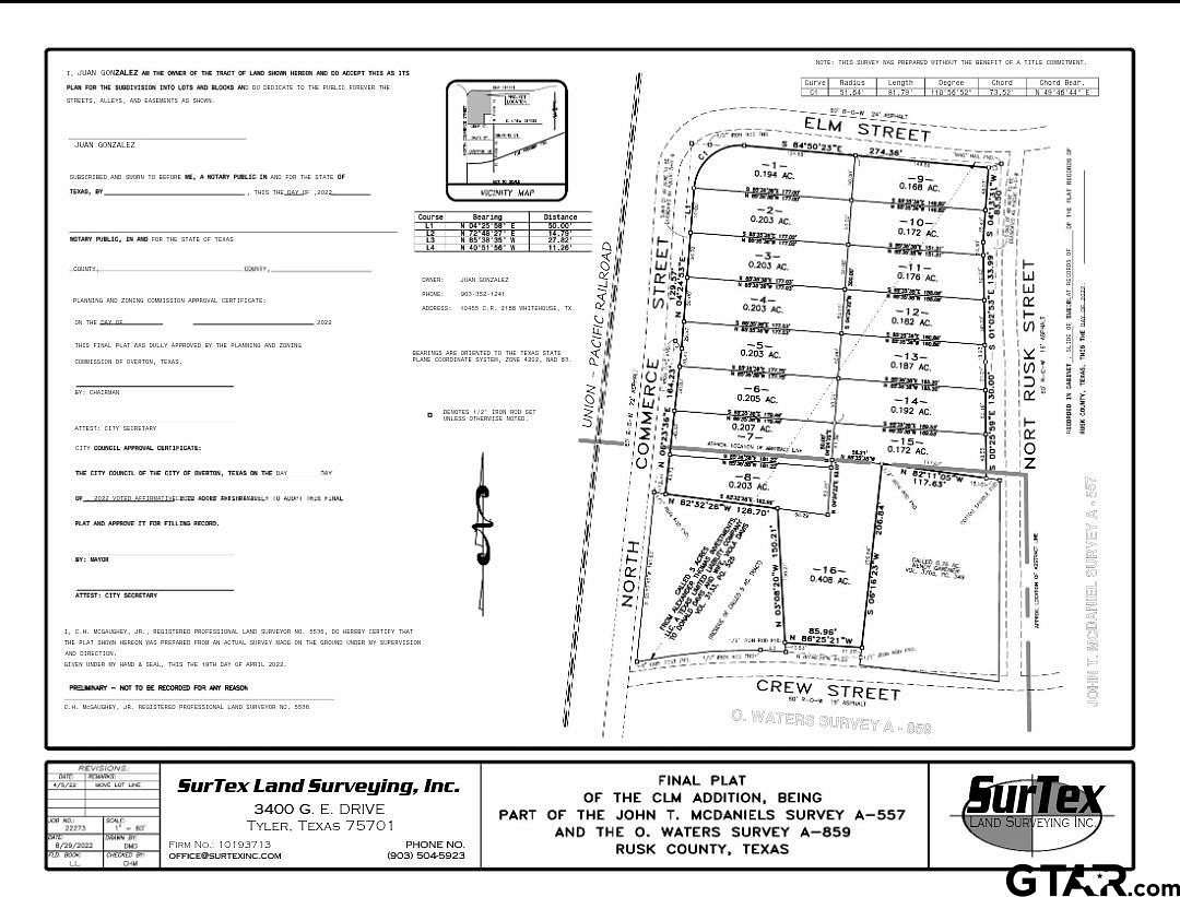 0.2 Acres of Residential Land for Sale in Overton, Texas