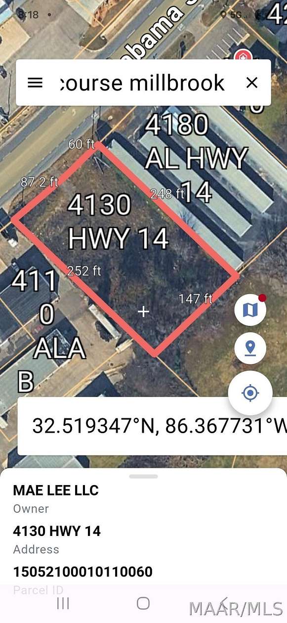 0.83 Acres of Commercial Land for Sale in Millbrook, Alabama