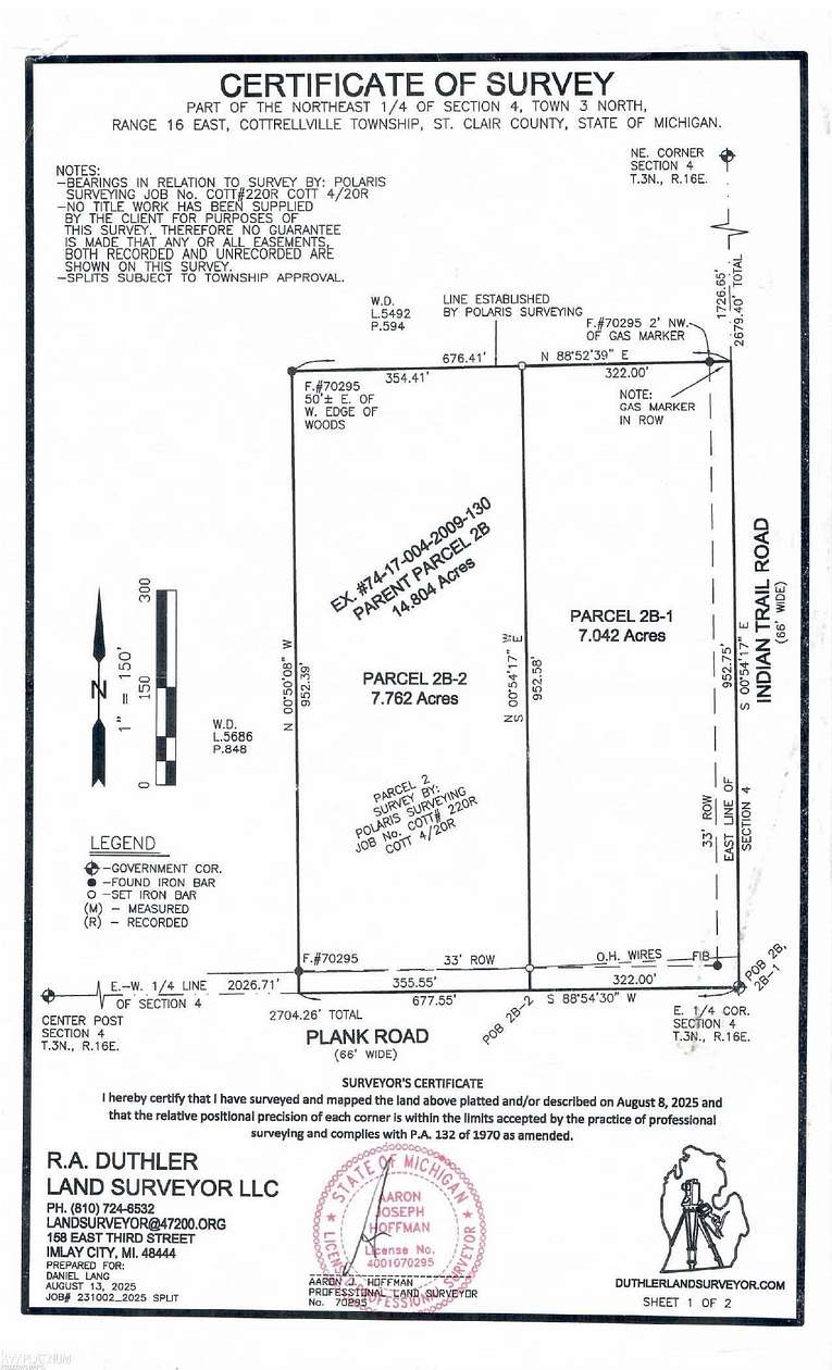 7.62 Acres of Land for Sale in Cottrellville Township, Michigan