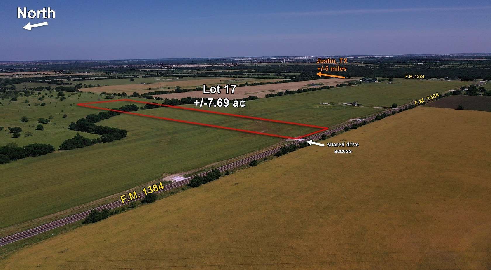 7.69 Acres of Land for Sale in Justin, Texas