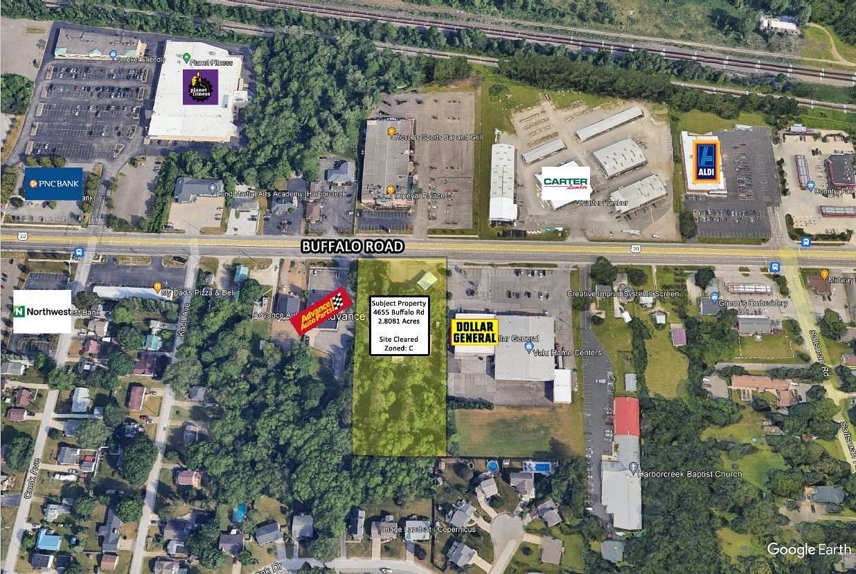 2.8 Acres of Commercial Land for Lease in Erie, Pennsylvania
