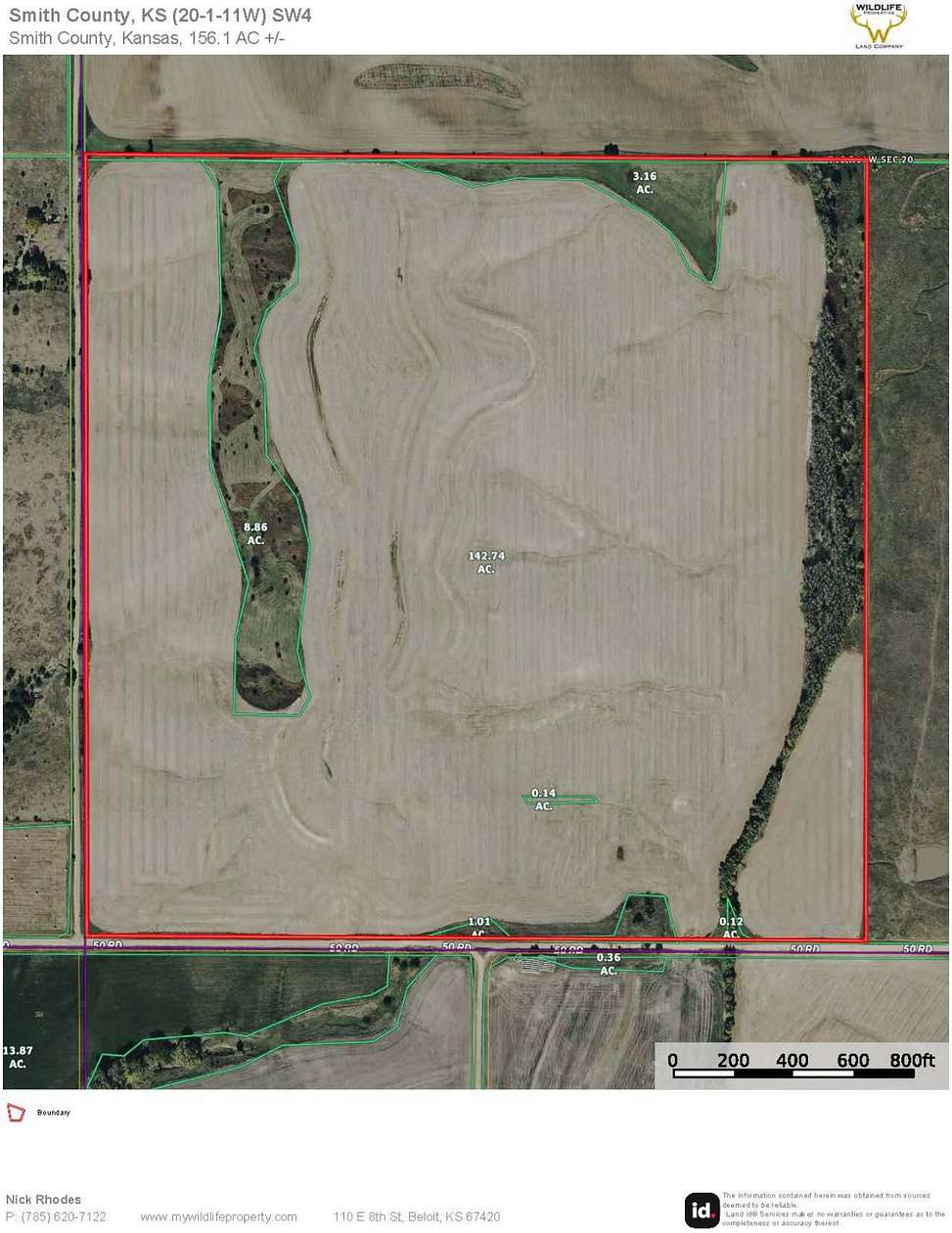 156 Acres of Agricultural Land for Sale in Lebanon, Kansas