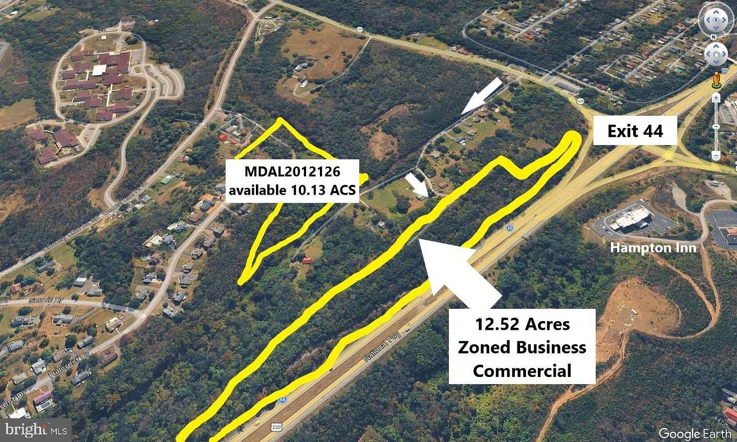 12.5 Acres of Commercial Land for Sale in Cumberland, Maryland