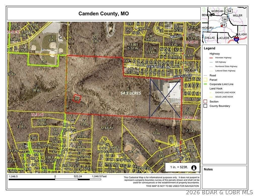 54.3 Acres of Land for Sale in Camdenton, Missouri