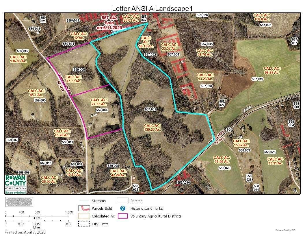 130 Acres of Recreational & Residential Land for Sale in Mount Ulla, North Carolina