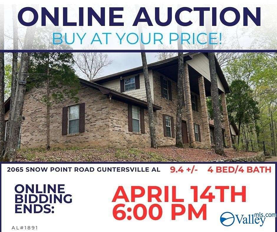 9 Acres of Land with Home for Auction in Guntersville, Alabama