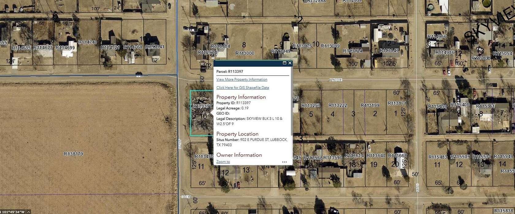 0.19 Acres of Residential Land for Sale in Lubbock, Texas