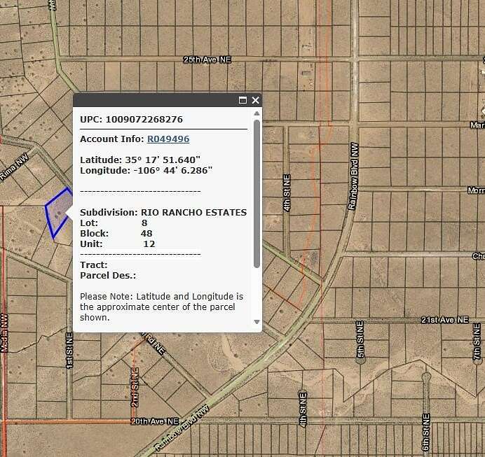 1.5 Acres of Residential Land for Sale in Rio Rancho, New Mexico