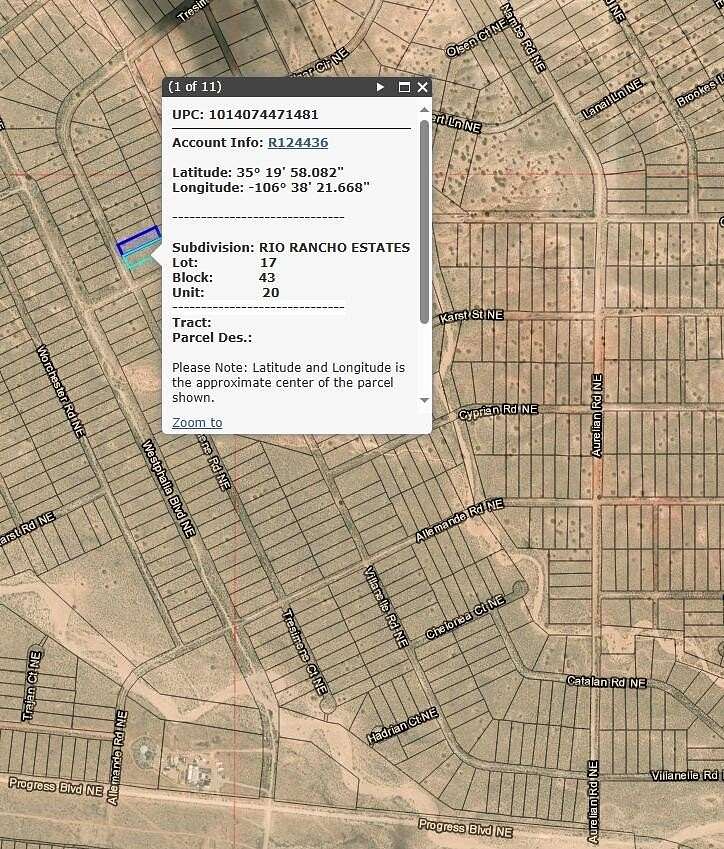 0.5 Acres of Residential Land for Sale in Rio Rancho, New Mexico