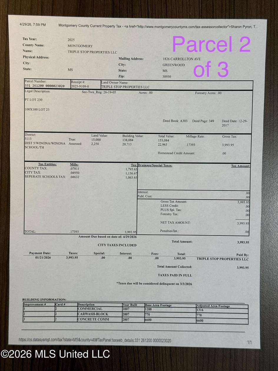 1.65 Acres of Commercial Land for Sale in Winona, Mississippi