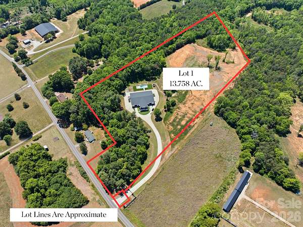 13.8 Acres of Land with Home for Sale in Cleveland, North Carolina