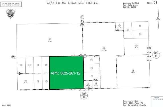 40 Acres of Agricultural & Residential Land for Sale in Twentynine Palms, California