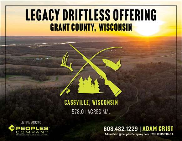 578 Acres of Land for Sale in Cassville, Wisconsin
