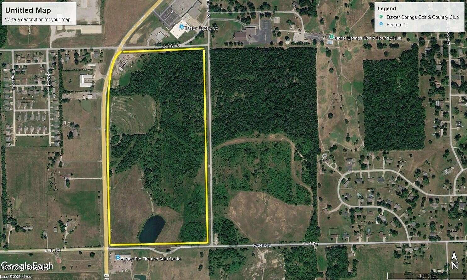 67 Acres of Improved Land for Sale in Baxter Springs, Kansas
