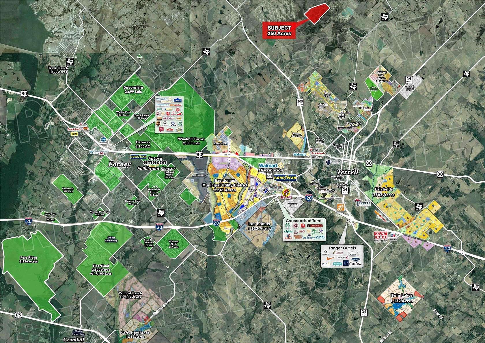 250 Acres of Land for Sale in Terrell, Texas