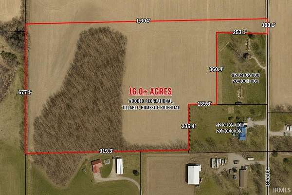 16.1 Acres of Land for Sale in Churubusco, Indiana