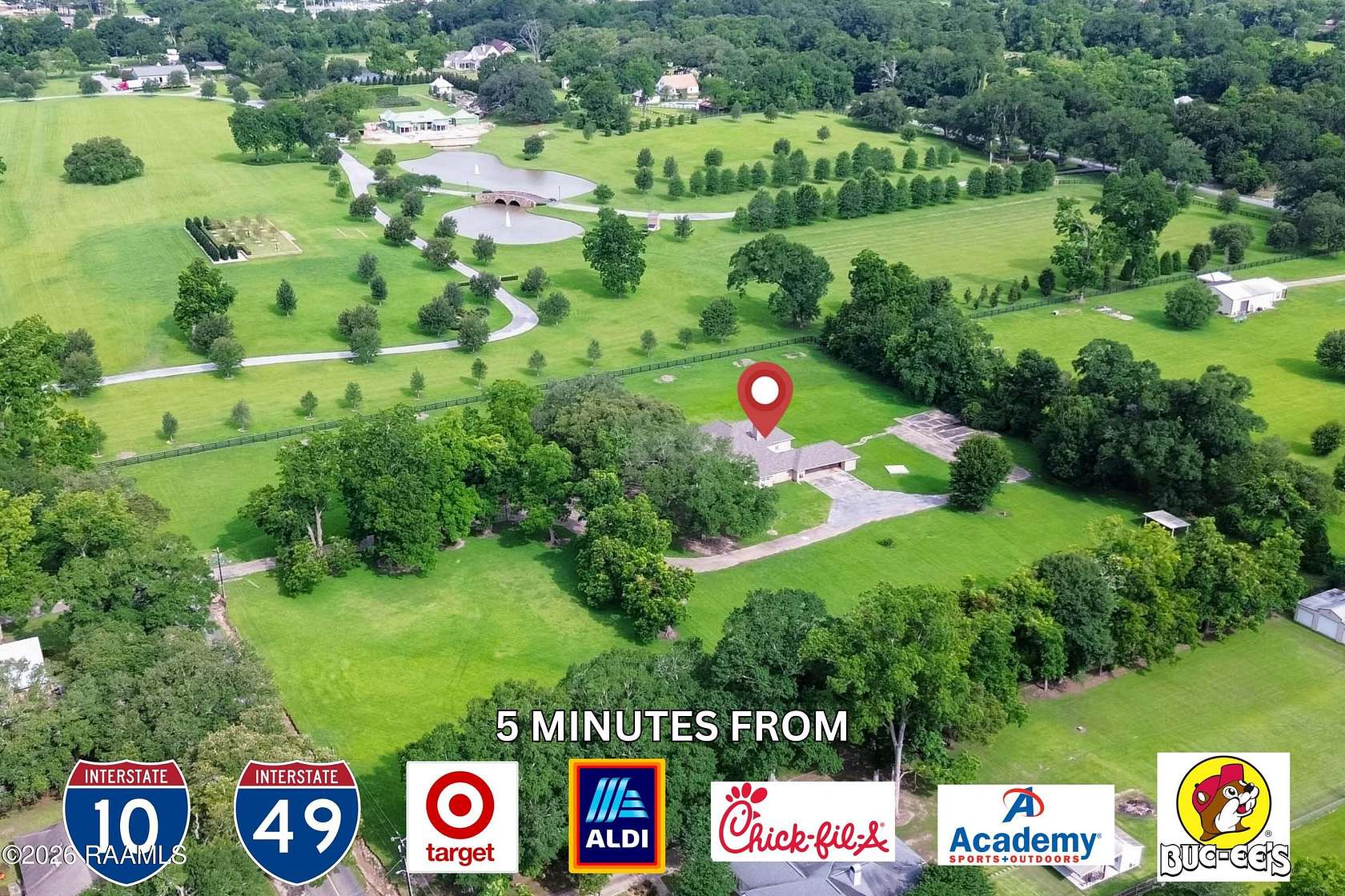 3.52 Acres of Land with Home for Sale in Lafayette, Louisiana