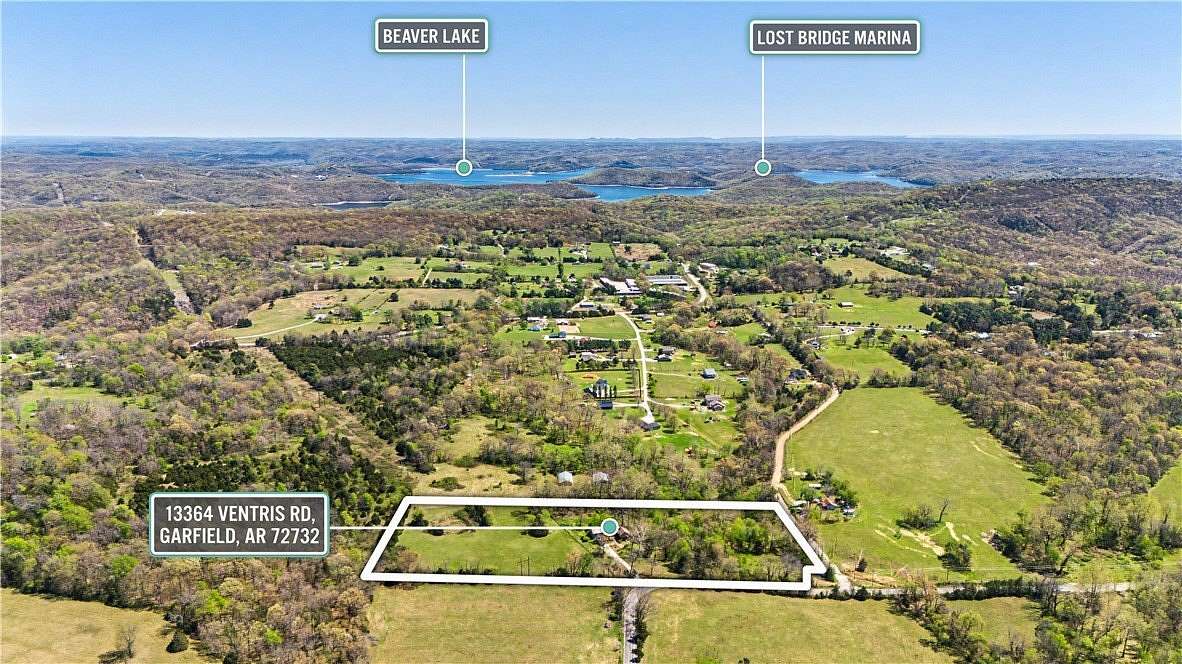 8.76 Acres of Land with Home for Sale in Garfield, Arkansas
