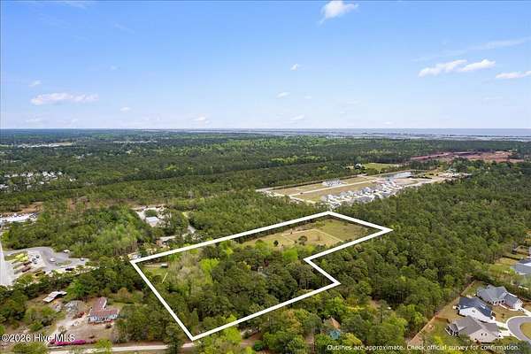 7.77 Acres of Land with Home for Sale in Hampstead, North Carolina