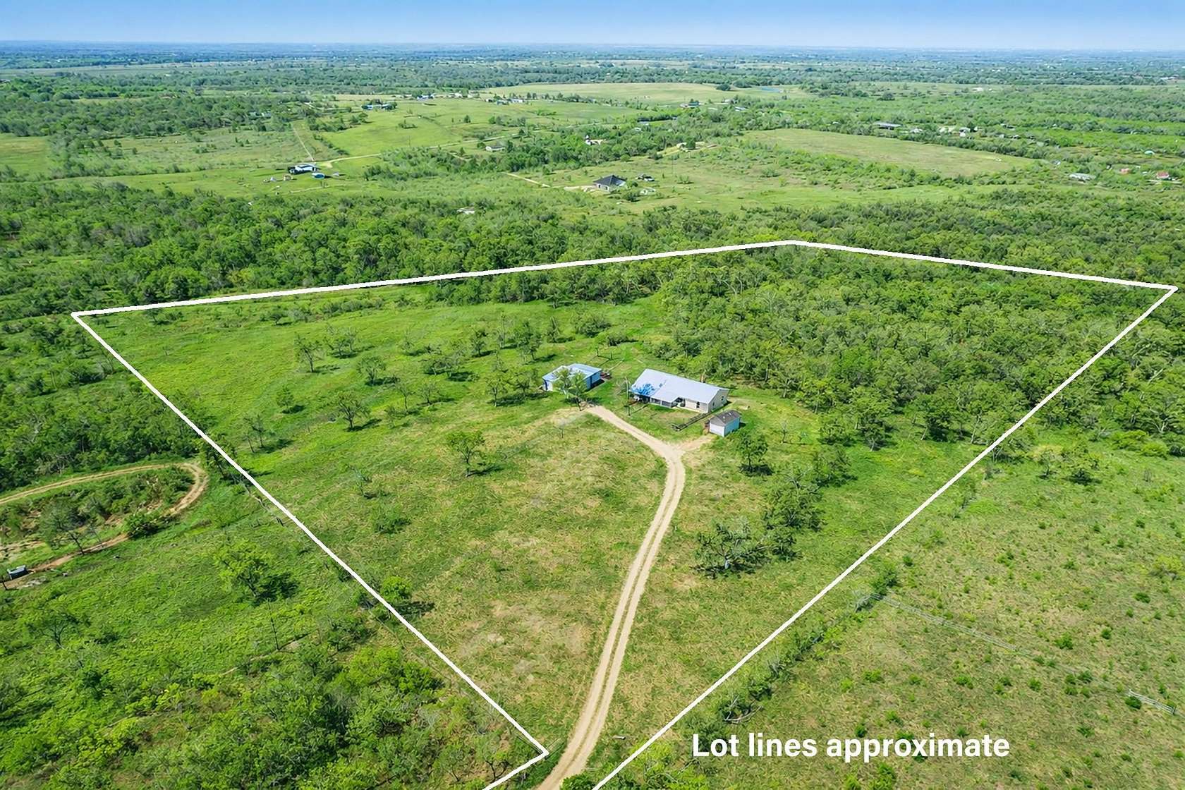 10 Acres of Recreational Land with Home for Sale in Dale, Texas