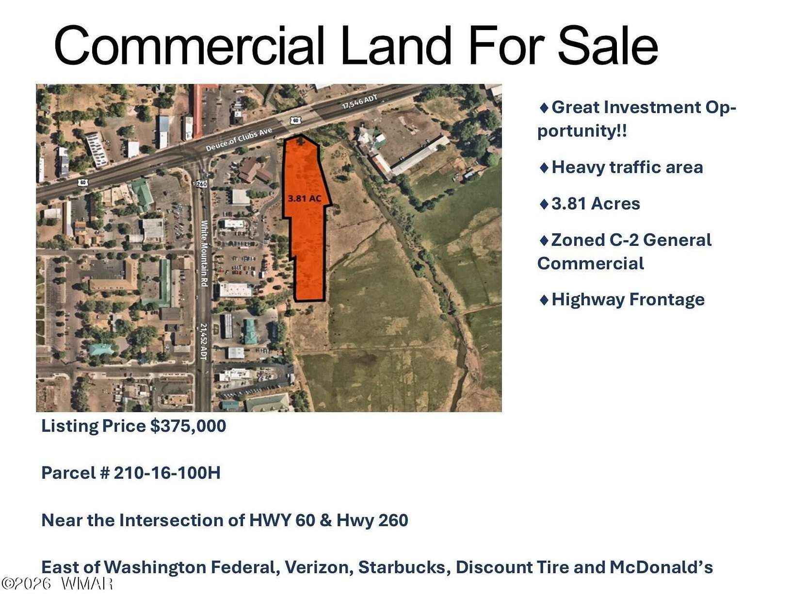 3.8 Acres of Commercial Land for Sale in Show Low, Arizona