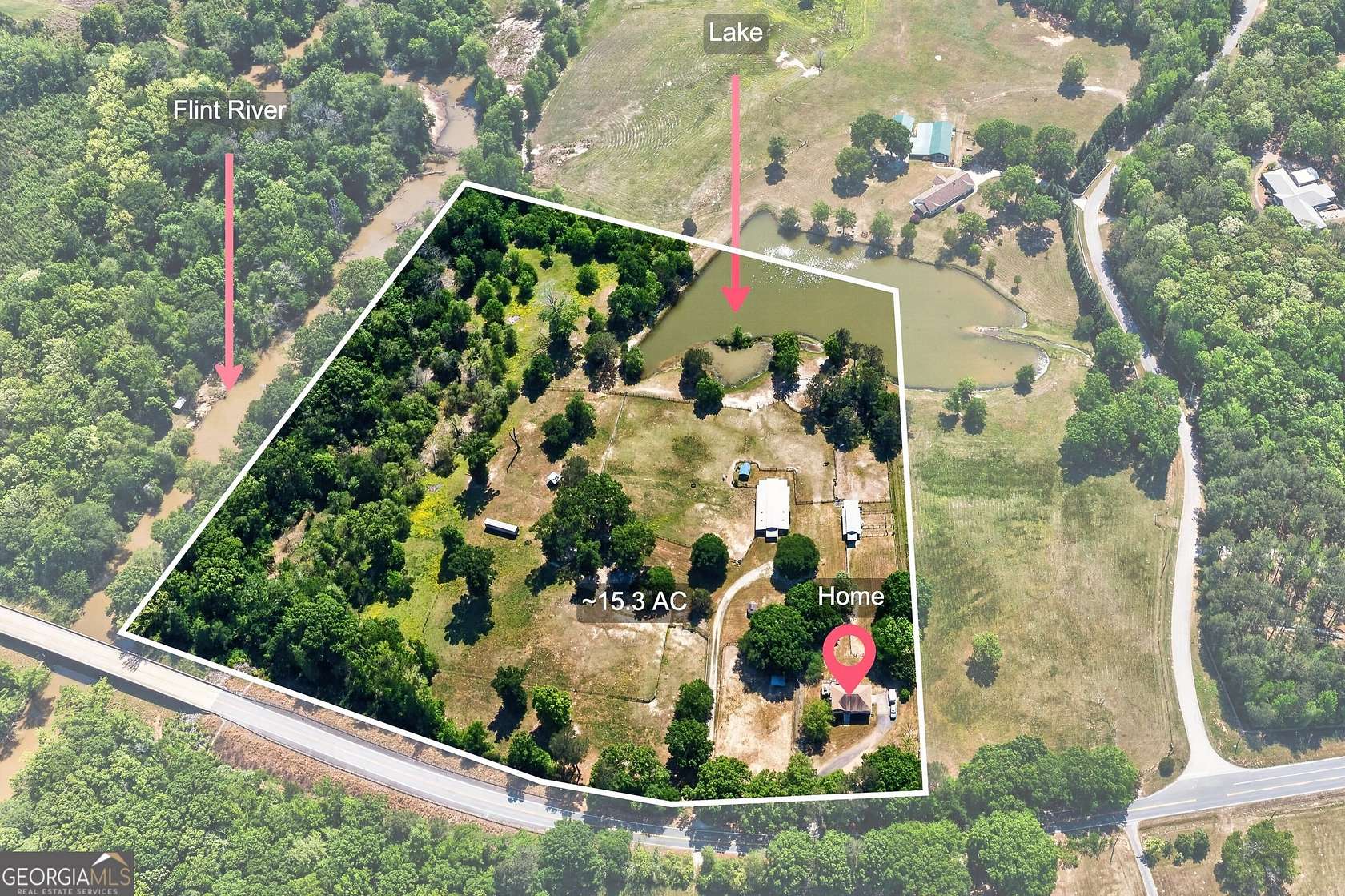 15.3 Acres of Land with Home for Sale in Brooks, Georgia