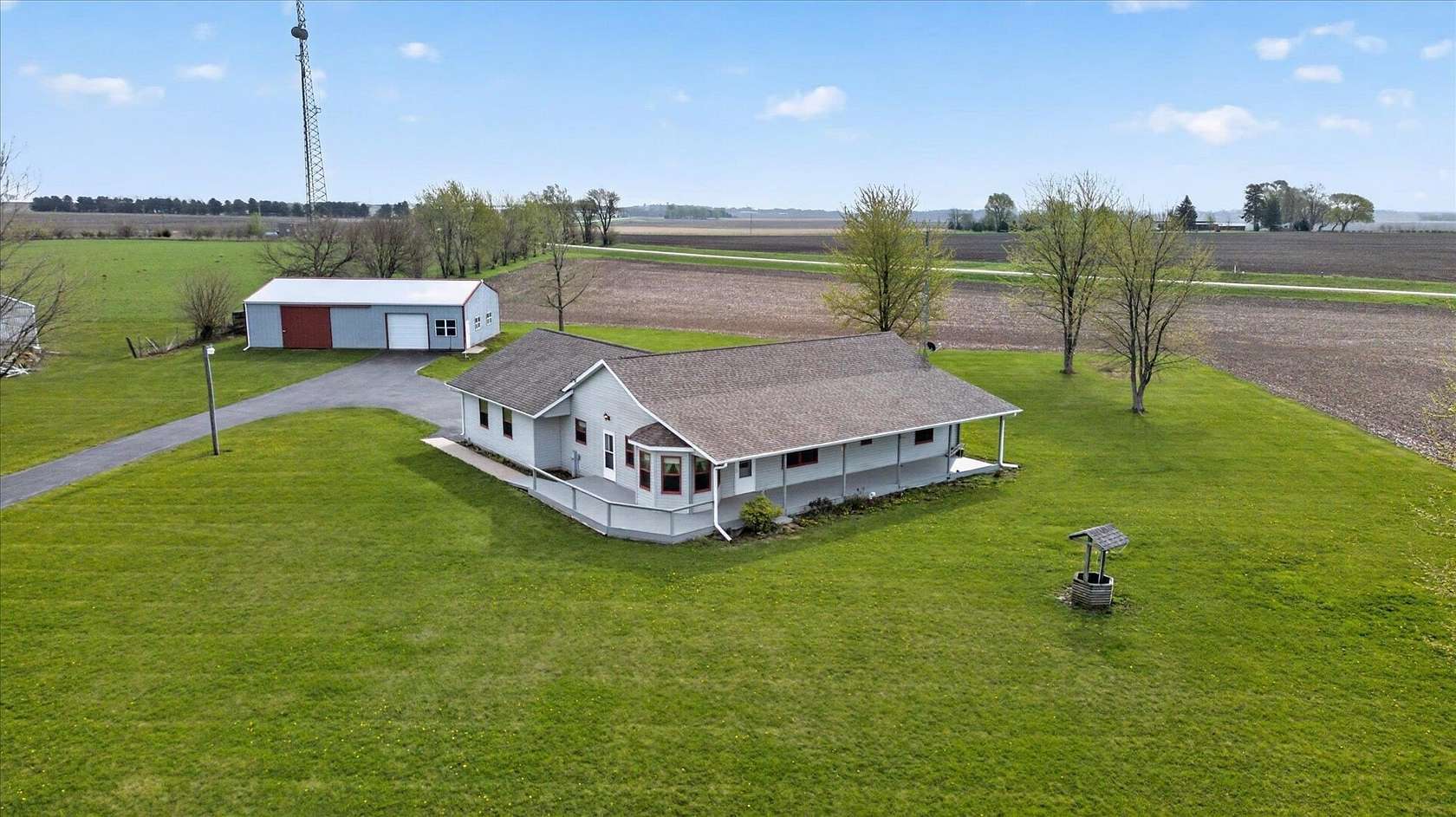 7.39 Acres of Land with Home for Sale in Franklin Grove, Illinois